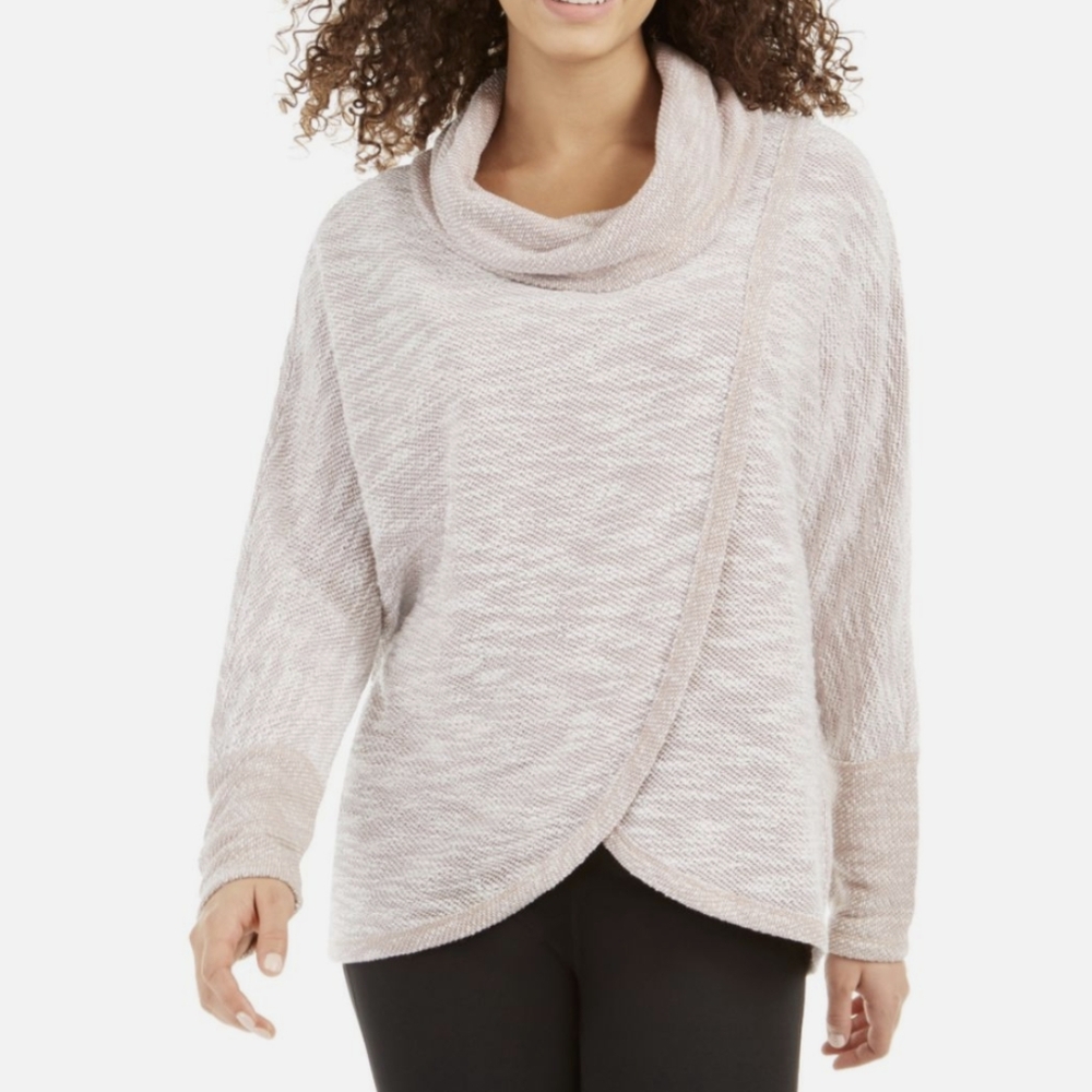 CALVIN KLEIN Performance Cowl Neck Tulip Hem Knit Sweatshirt Sz S